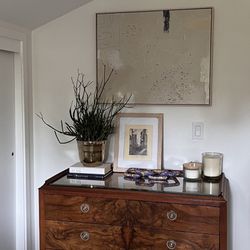 Antique Burled Wood Chest Of Drawers 