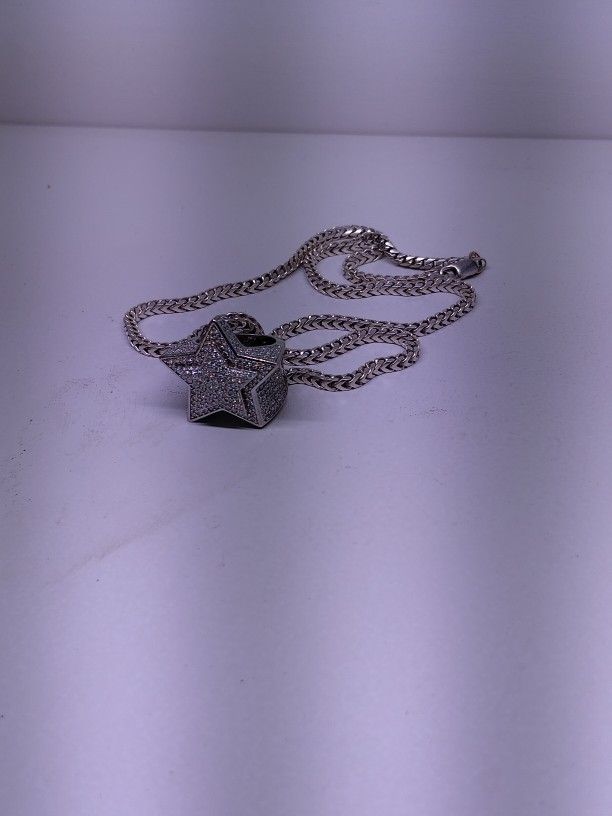 925 silver chain & moissanite ring