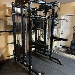PRO SERIES Ultimate 3-1 Half Rack Functional Trainer w/Smith Machine Bar | 400lb Stack | Gym Equipment | Fitness | Commercial | Squat Rack