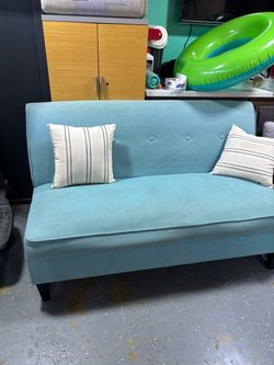 Teal Fabric Loveseat Sofa