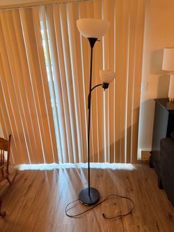 Black Torchiere Floor Lamp with Reading Light