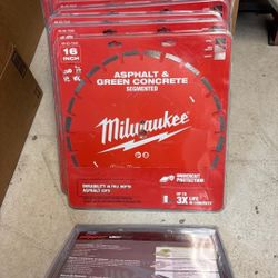 Milwaukee & Norton 14" & 16'' blades (concrete, asphalt & cement block)