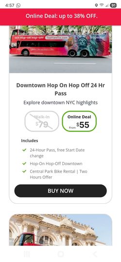 Topview nyc bus tour ticket 4 hr tour