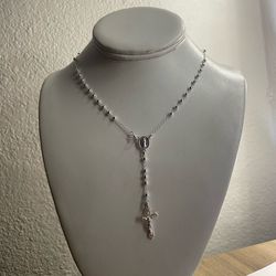 Rosary silver necklace