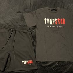 Trapstar Men's Black T-Shirt & Shorts Set Logo Drawstring Pockets