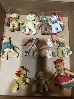Lot Of 11 Jointed Bear Ornaments