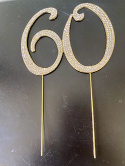 Sparkle Rhinestone “60” For Birthday Or Anniversary Cake Topper