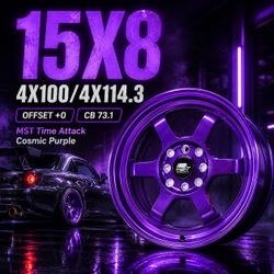 🔥 15X8 MST Time Attack Cosmic Purple Wheels 🔥