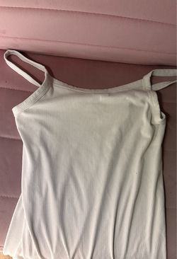 White Ribbed Spaghetti Strap Tank Top