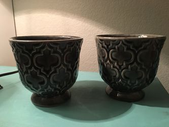 Like new Pair of gray ceramic flower pots