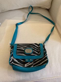 Turquoise and zebra print XOXO purse