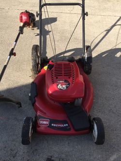 Toro trimmer and lawnmower
