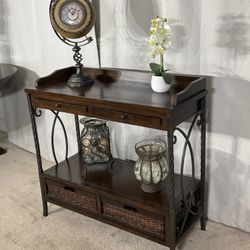 Rustic Industrial Multi-Purpose Console Table with Drawers
