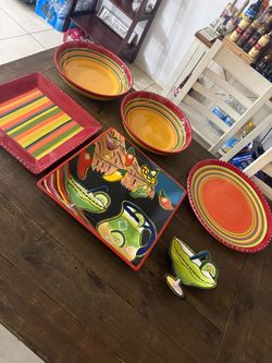 Colorful Mexican Fiesta Ceramic Serveware Set