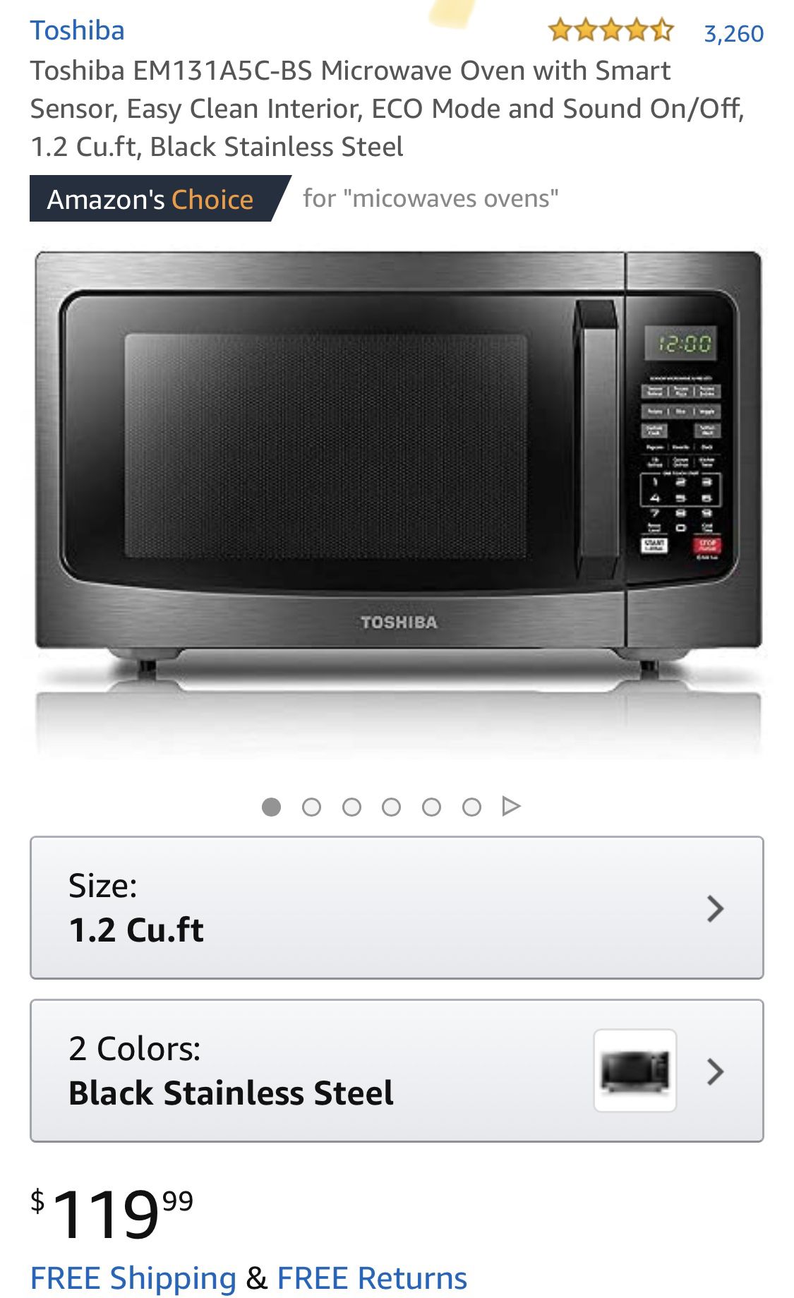 Toshiba countertop microwave