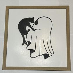 3D Printed Ghost Pattern Framed Wall Art Home Decor 10x10 Inch