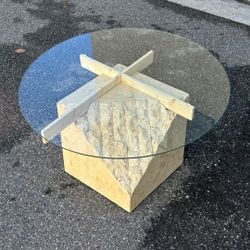 Mcm Mid Century Modern Vintage Post Modern Tessellated Glass Coffee Table / Side Table Antique 