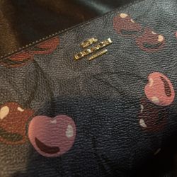 Coach Denim Cherry print wallet 