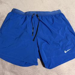Nike Dri-FIT Men's Blue Athletic Running Shorts Size L Drawstring Elastic Waist