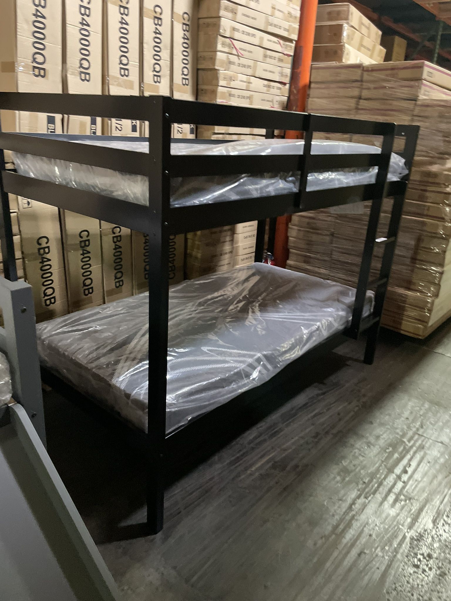 Twin bunk bed. Comes in espresso, white & grey. Assembly required. Assembly not included. Taxes included. Free delivery. Bunk bed only-$220 Bunk bed