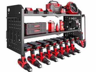 Power Tool Organizer Wall Mount, 8 Drill Holder Wall Mount with 3 Layer Tool Organizer
