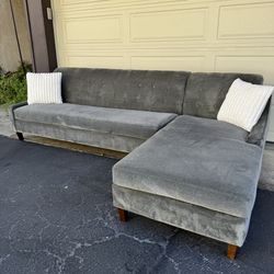 Gray Mid-Century Modern Sectional Couch Sofa