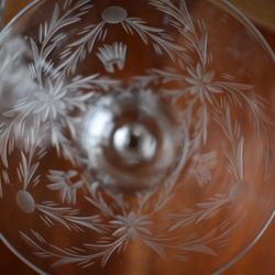 Two Tiffin- Franciscan Fleurette Cut Crystal Cocktail Goblets