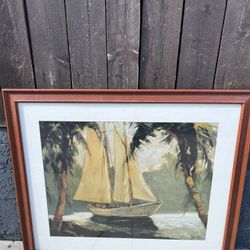 print of the painting Sailboat, Santa Barbara by artist Frederick Alexander Pawla 