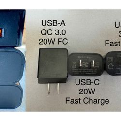 Multiple USB-C/USB-A/Lightning Charging Cables & Wall Charging blocks