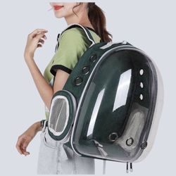 Green-PetPack Adorable Bubble Carrying Bag for Small, Medium dogs Cats, Space Capsule Pet Park, Hiking backpack, Airline Approved Travel Carrier  