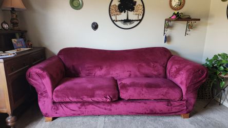Comfy sofa with burgundy cover