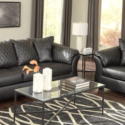 Vegan Leather Sofa Set with Love Seat