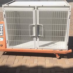 Giant Metal Dog Kennel Crate DBL DOORS - See Pics For Condition And Measures 