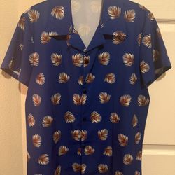 Men's S Blue Short Sleeve Button Up Hawaiian Shirt