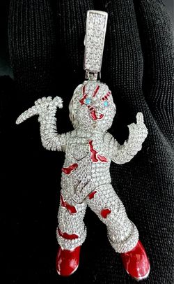 Iced Out Chucky Doll Hip Hop Pendant 925 Silver Moissanite