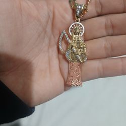 Santa Muerte 14k Gold Plated Chain 