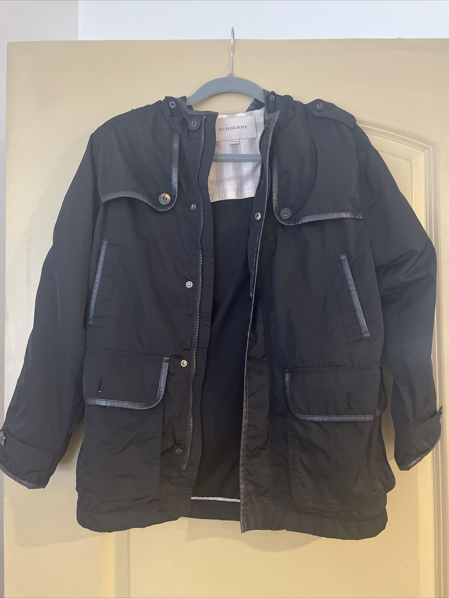 Burberry Black Hooded Rain Jacket Parka, Youth Size 10Y/140cm