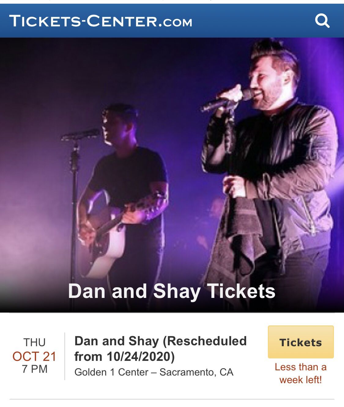 Dan And Shay Tickets x 2