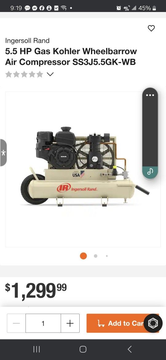 Ingersol Rand 5.5 Gallon Air Compressor.
