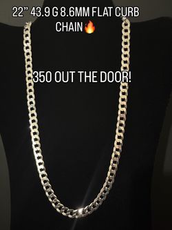 Silver flat curb Chain Necklace 925