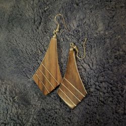 Unique Wood And Sterling Silver Earrings 