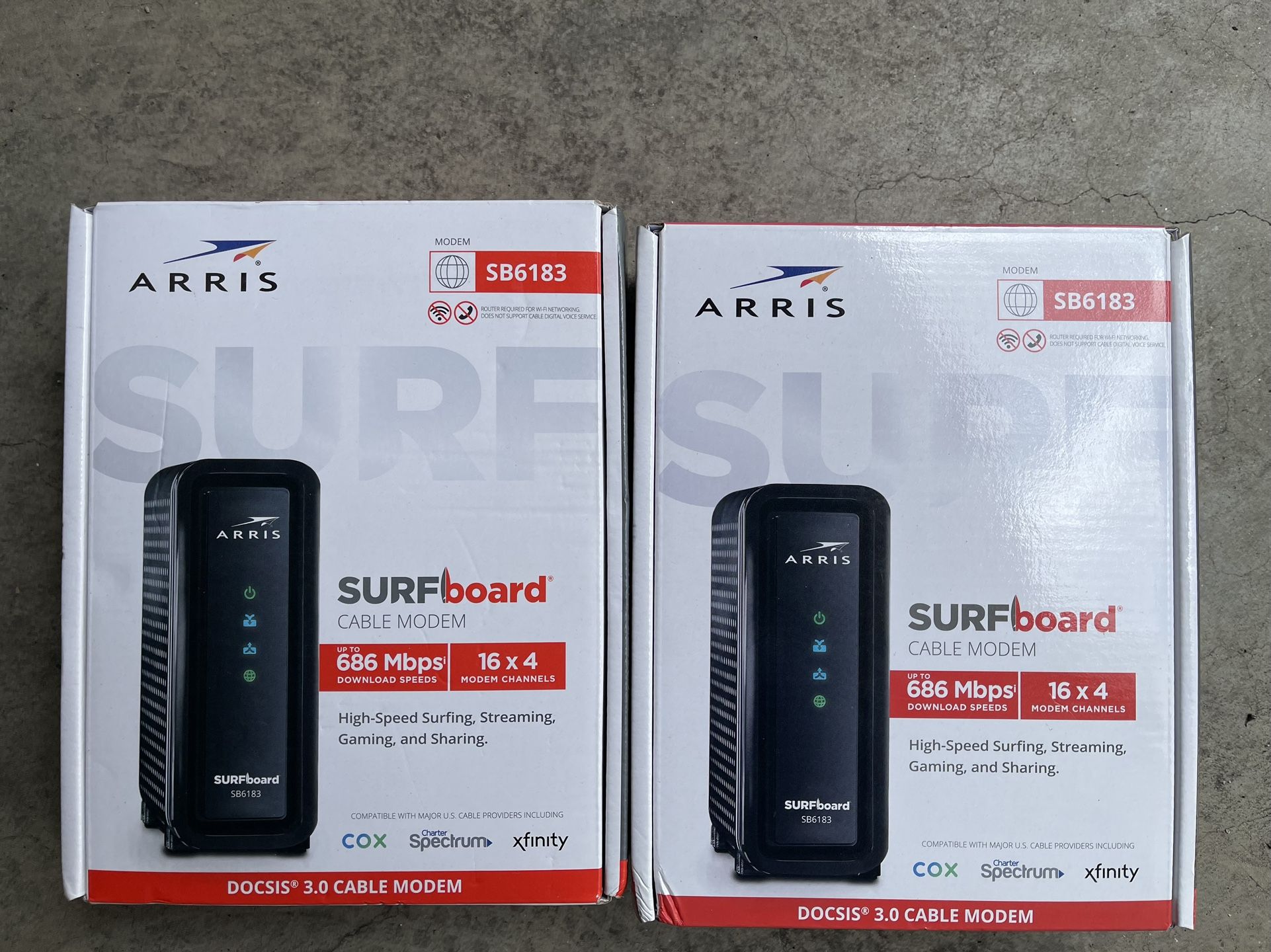 Arris Surf Board Cable Modem High Speed Surfing Streaming Gaming & Sharing 