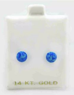 GENUINE .92 CTW OPALS STUD EARRINGS 14k GOLD *** New With Tag in Box ***