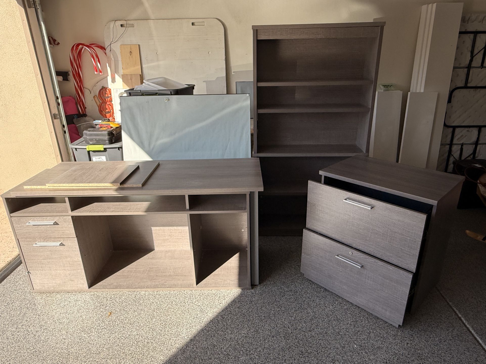 Office Set - 3 items: Desk, Bookshelf, File Cabinet