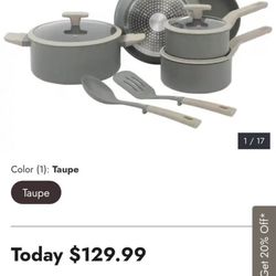 Oster Ambrose 10 Piece Forged Aluminum Premium PFA Free Ceramic Nonstick Pots and Pans Cookware Set