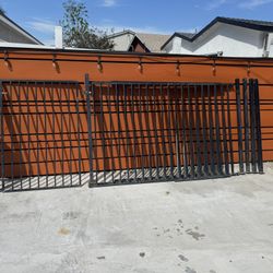 Black Steel Fence  Total Length 27’ Feet By 5’ Feet High With gate 