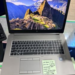 HP ZBook 17” G5 Intel 6 Core i7-8850H@ 2.60Ghz, 32GB RAM 512GB SSD Nvidia Quadro P3200 6GB Graphics Windows 11 Pro 