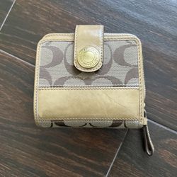 Coach Small wallet Tan Leather/Canvas