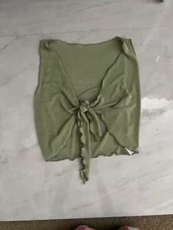 Shein Green tie front crop top