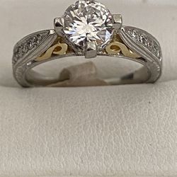 PLATINUM, DIAMOND and YELLOW GOLD engagement ring